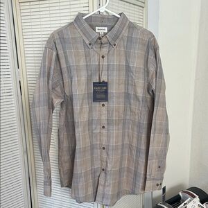 Haggar Men's Casual Plaid Shirt - Gray and Tan
